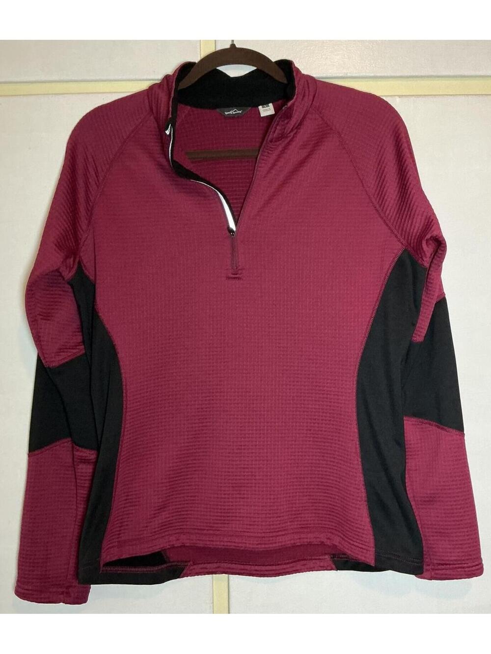 Eddie Bauer 1/4 Zip Pullover Grid Fleece Sweater Women's Large Outdoors AV